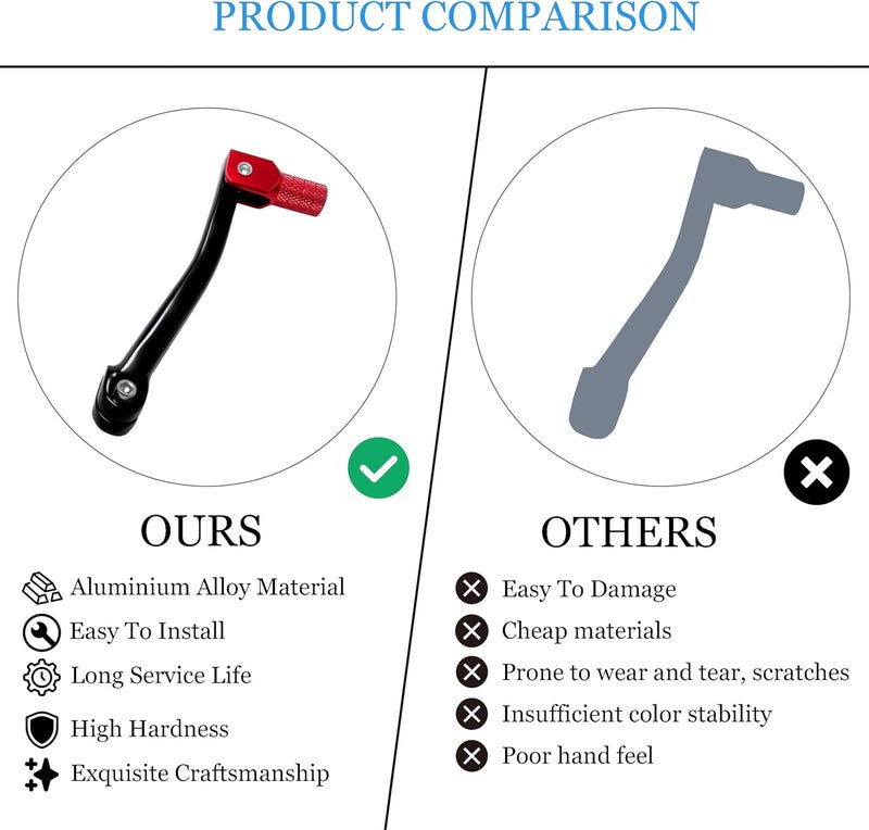 JXPANG Folding Gear Shifter Lever,Aluminum Dirt Bike Parts,Compatible with 50-125cc CRF50 XR50 SSR110 SSR125 WR200R Taotao ATA KAYO Xmotor Coolster Probike Pitster Pro Roketa Baja Pit Dirt Bike (Black & Red) - Image 5